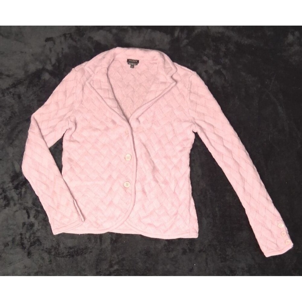 Talbots Textured Knit Button Cardigan Sweater Jacket S Lilac Purple Old Money